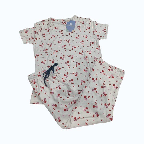 Kids Night Wear – White with Red Design