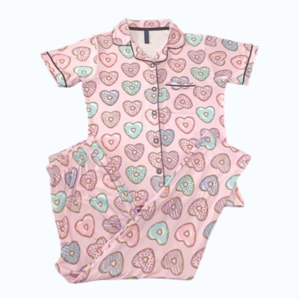 Women Night Wear Pajama Set – Hearts Pattern