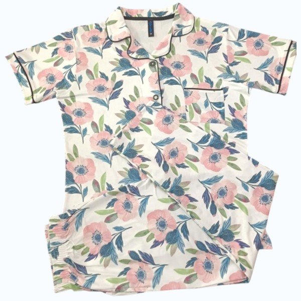 Women Night Wear Pajama Set – Flower Pattern