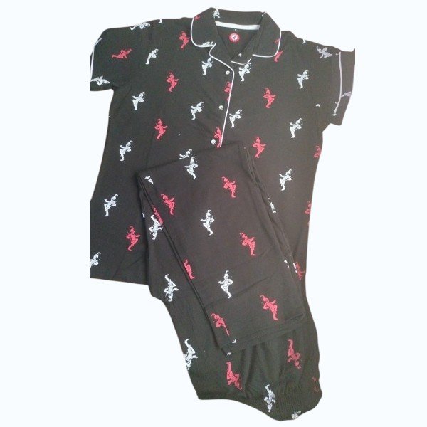 Women Night Wear Pajama Set – Black